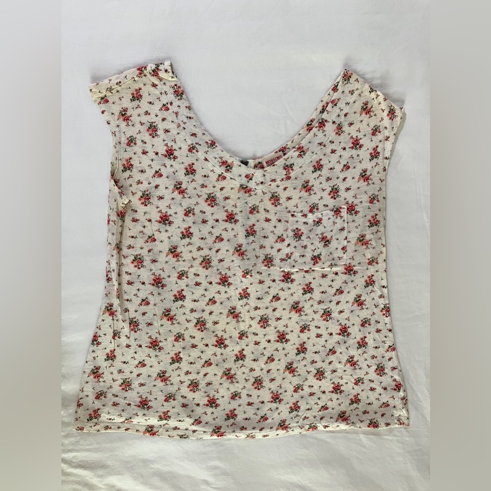 Floral Sleeveless Top Zipper Back Cotton Blend